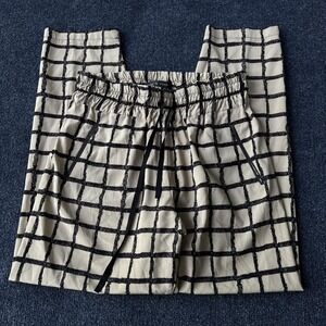 rag & bone Pants Womens Medium Beige Black Silk Jogger Windowpane Made USA